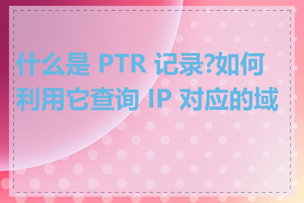 什么是 PTR 记录?如何利用它查询 IP 对应的域名