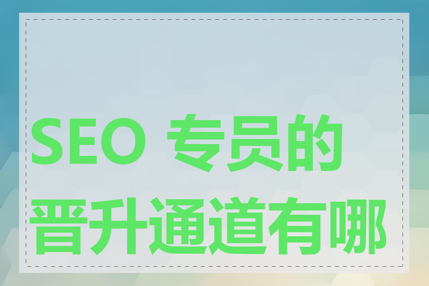 SEO 专员的晋升通道有哪些