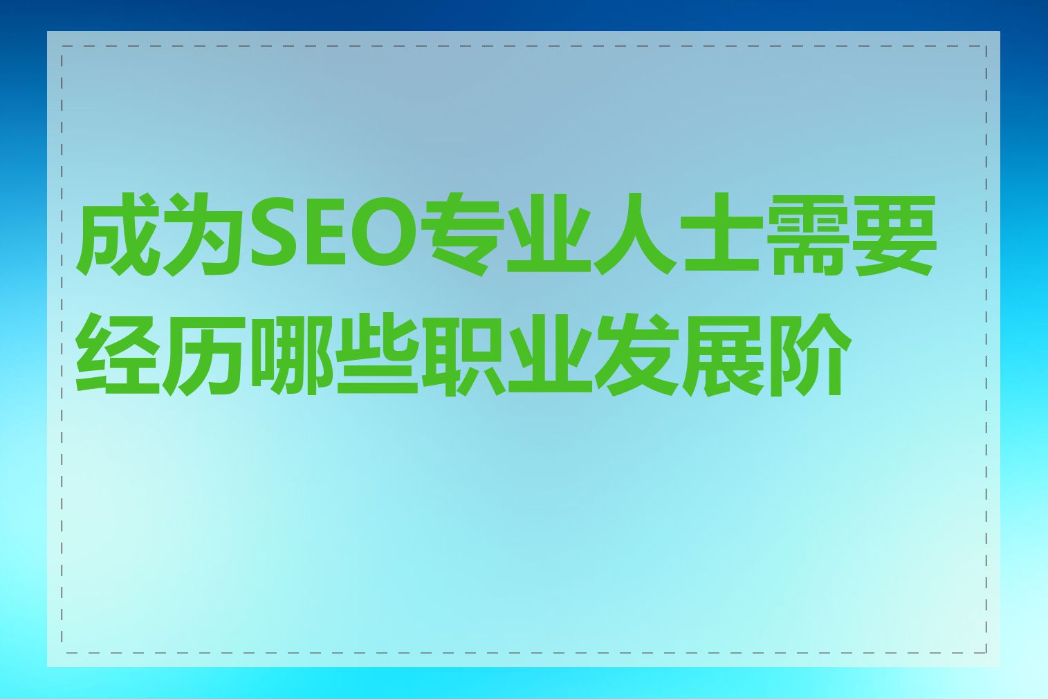 成为SEO专业人士需要经历哪些职业发展阶段