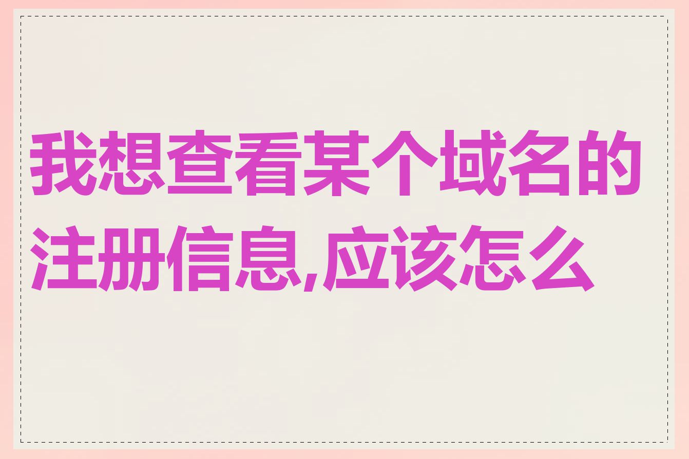 我想查看某个域名的注册信息,应该怎么做
