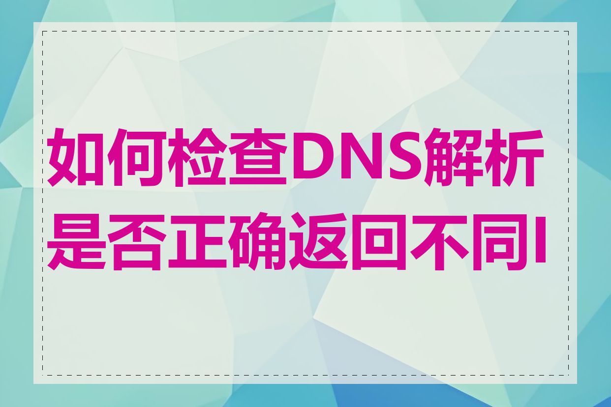 如何检查DNS解析是否正确返回不同IP