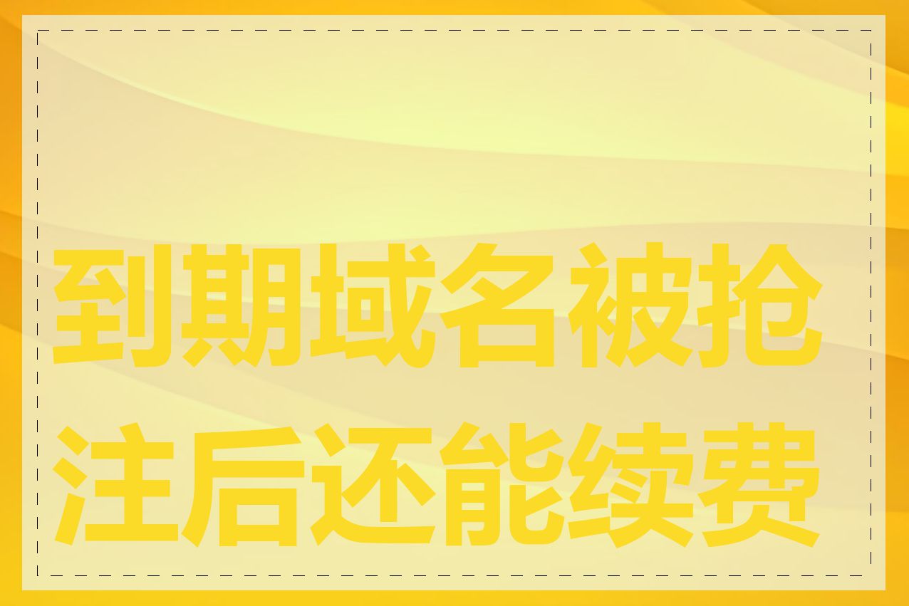到期域名被抢注后还能续费吗