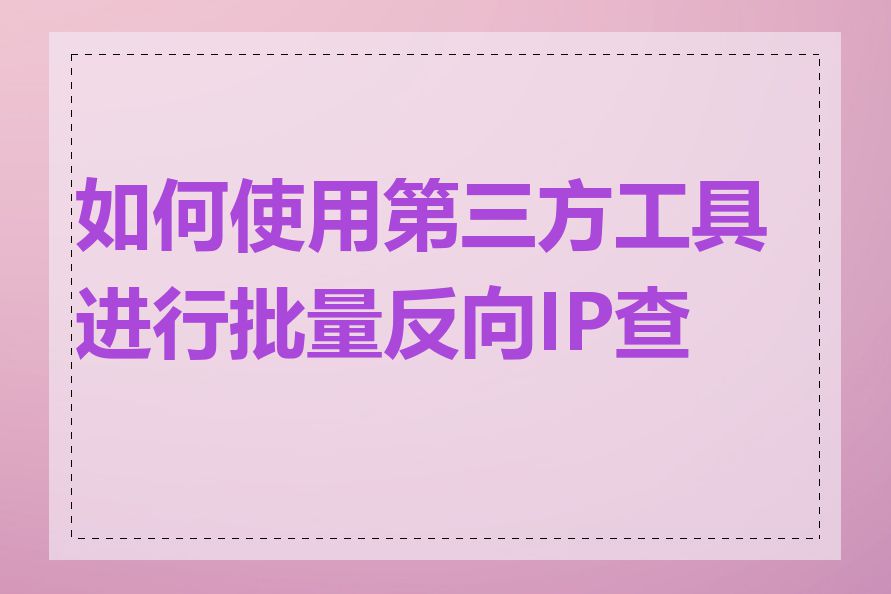 如何使用第三方工具进行批量反向IP查询