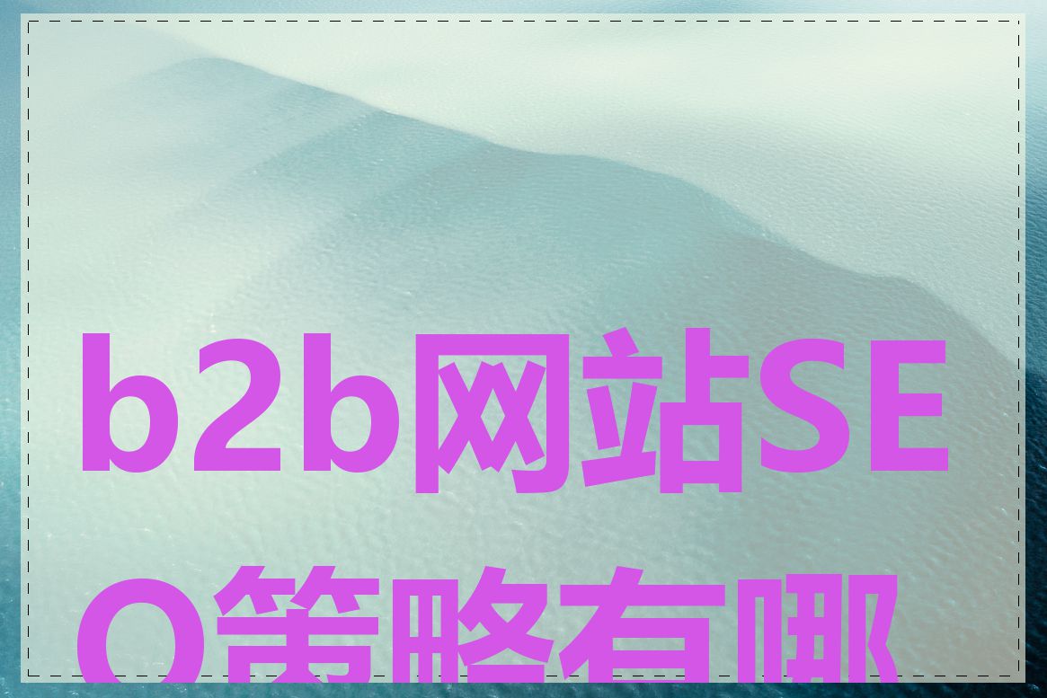 b2b网站SEO策略有哪些
