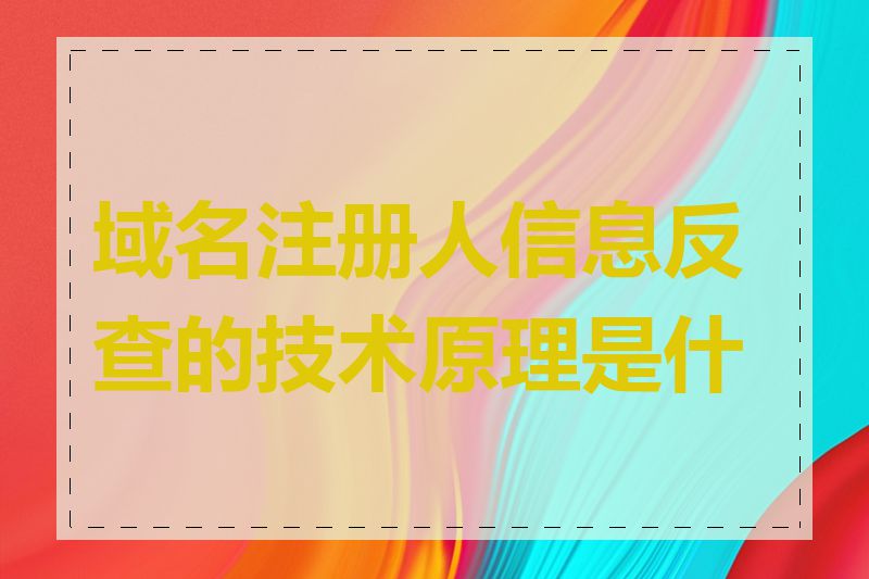 域名注册人信息反查的技术原理是什么