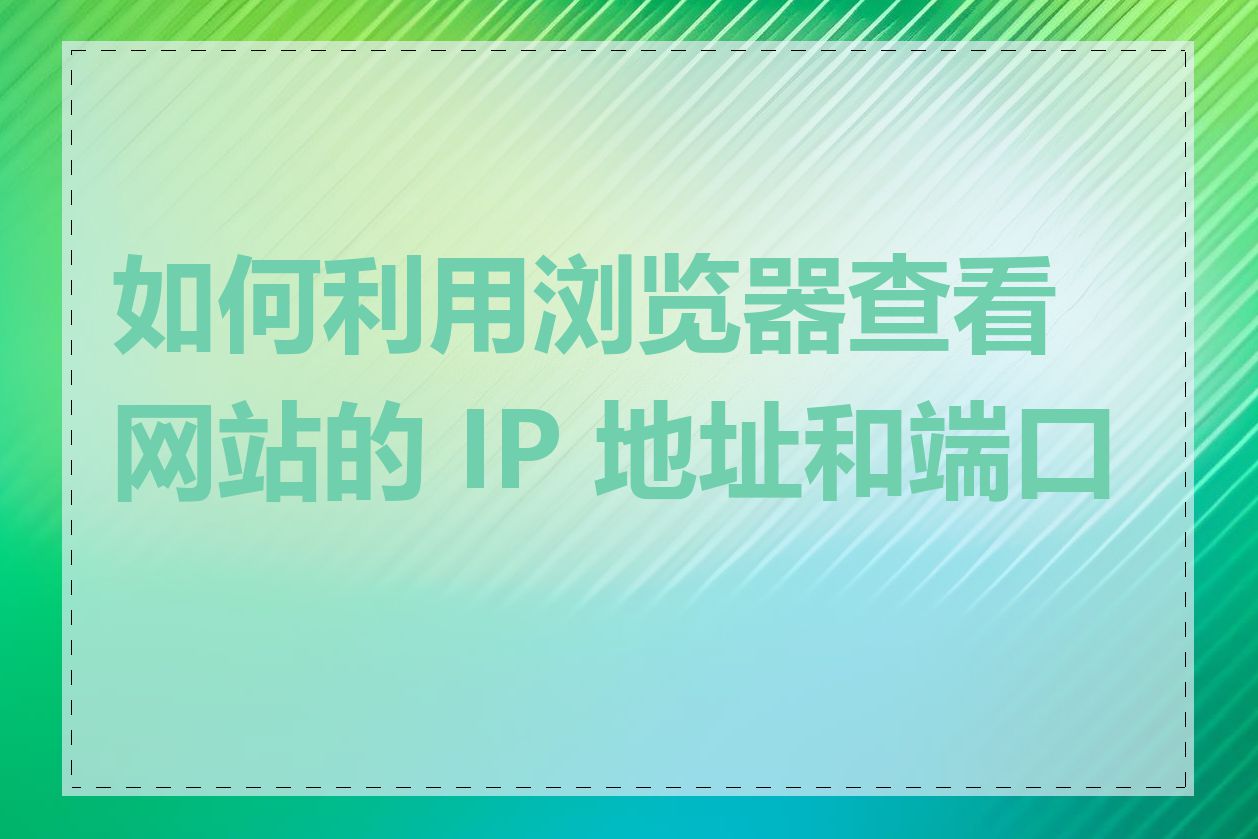 如何利用浏览器查看网站的 IP 地址和端口号