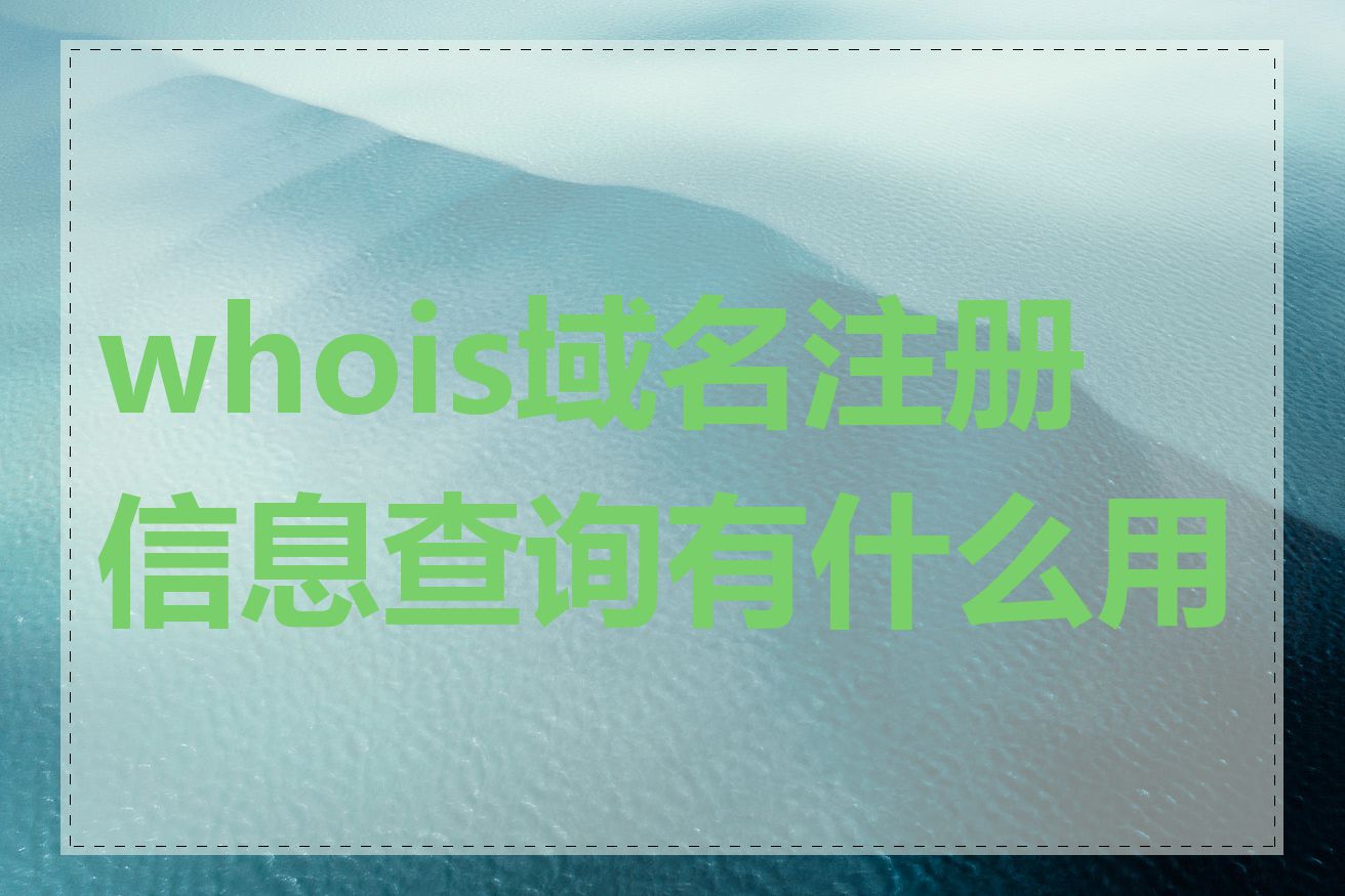 whois域名注册信息查询有什么用途