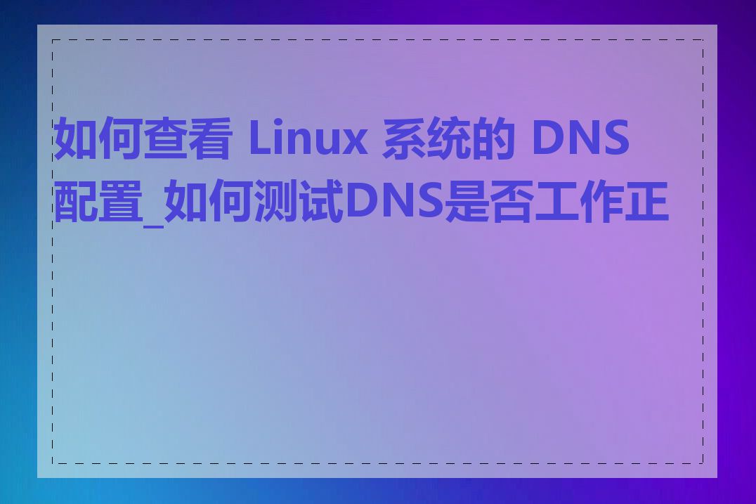如何查看 Linux 系统的 DNS 配置_如何测试DNS是否工作正常