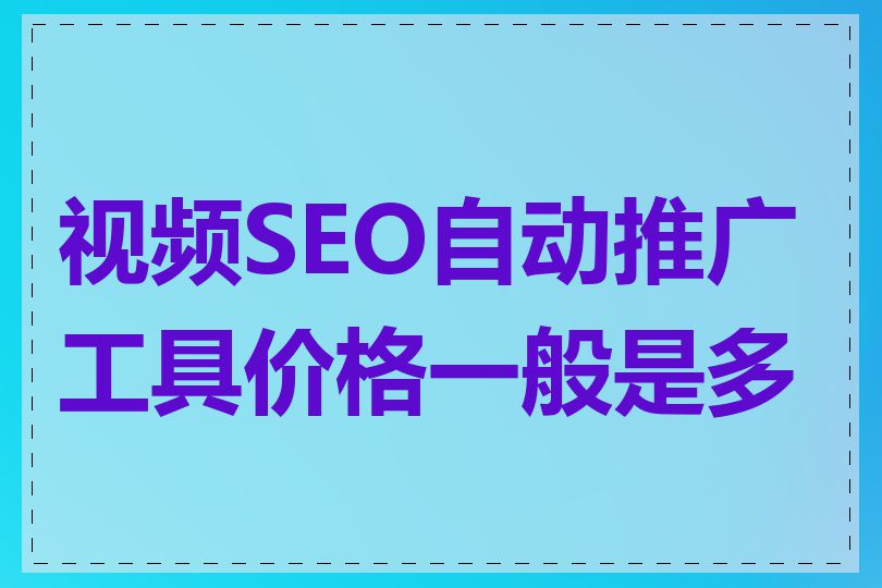 视频SEO自动推广工具价格一般是多少
