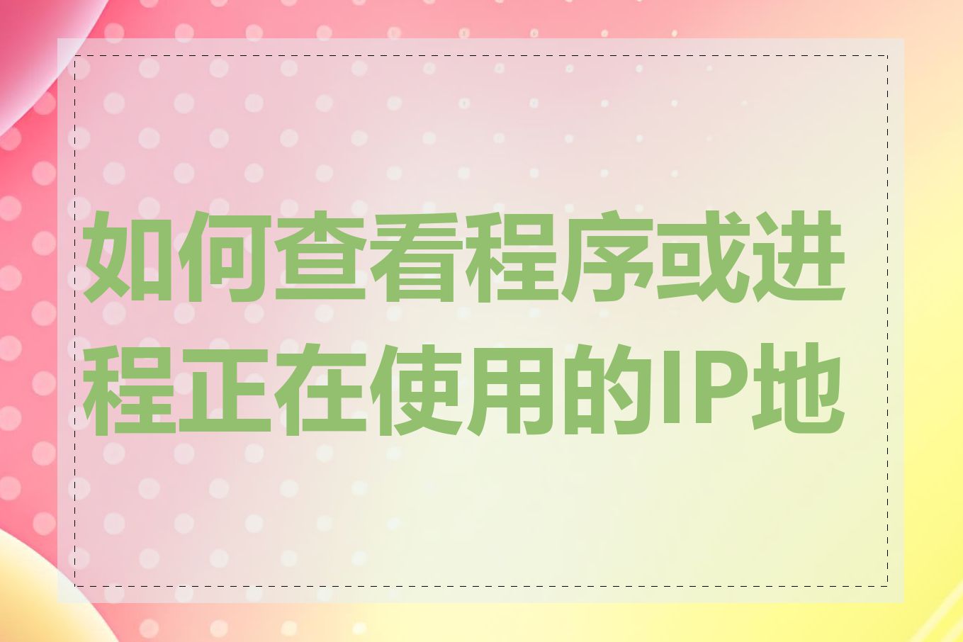 如何查看程序或进程正在使用的IP地址