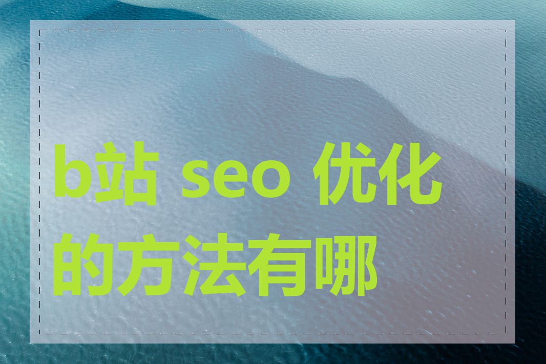 b站 seo 优化的方法有哪些