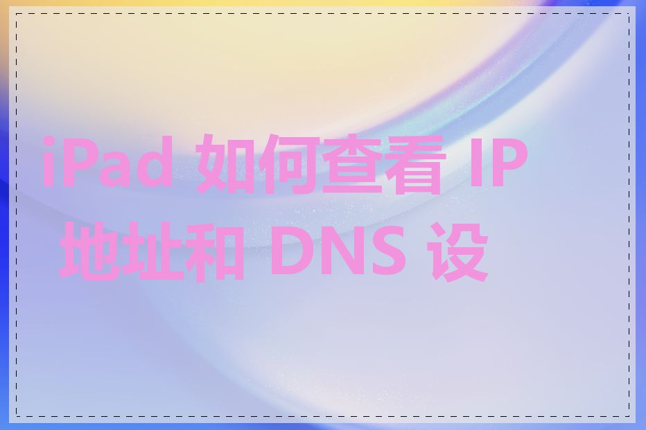 iPad 如何查看 IP 地址和 DNS 设置