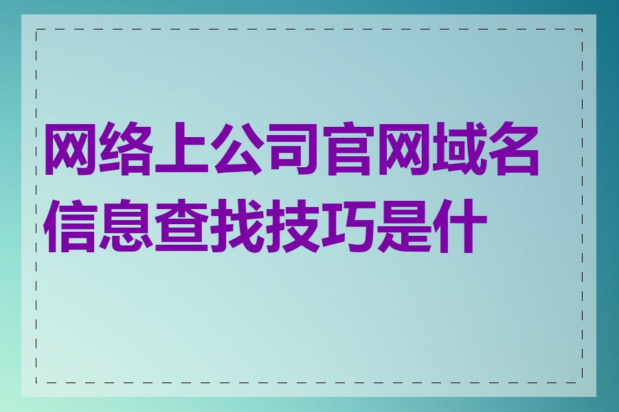 网络上公司官网域名信息查找技巧是什么