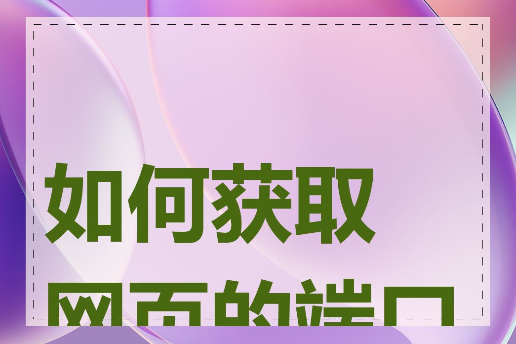 如何获取网页的端口号