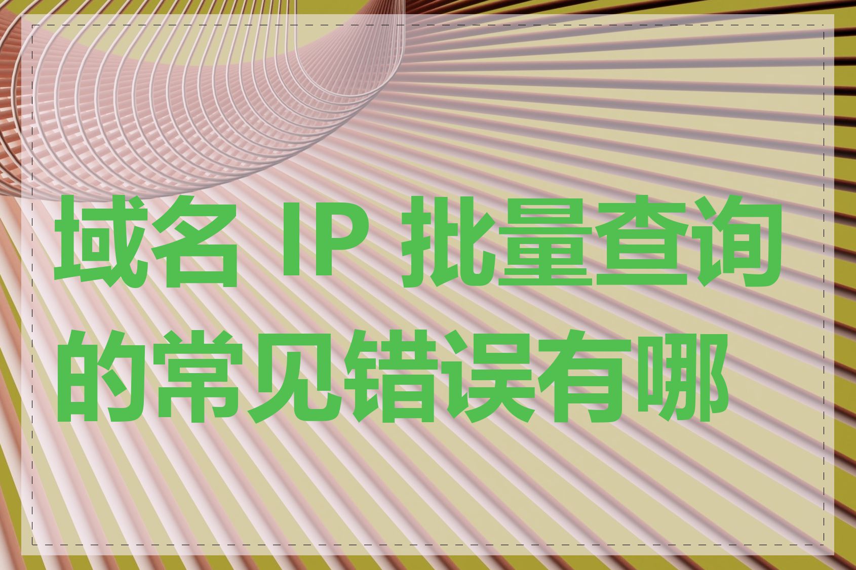域名 IP 批量查询的常见错误有哪些
