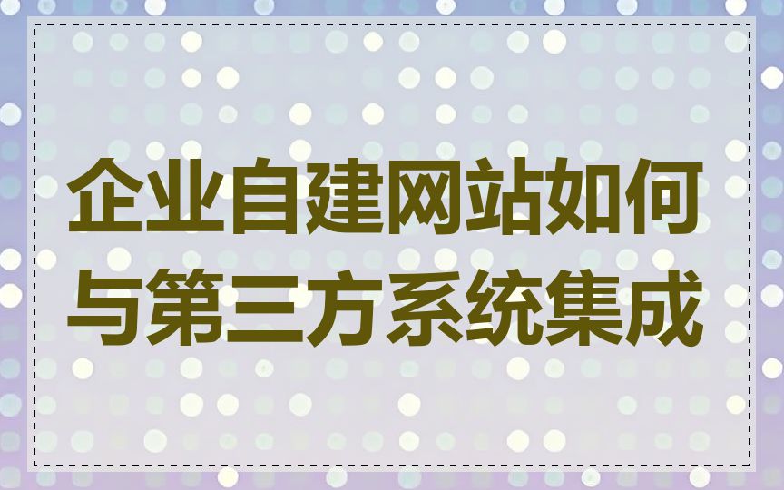 企业自建网站如何与第三方系统集成