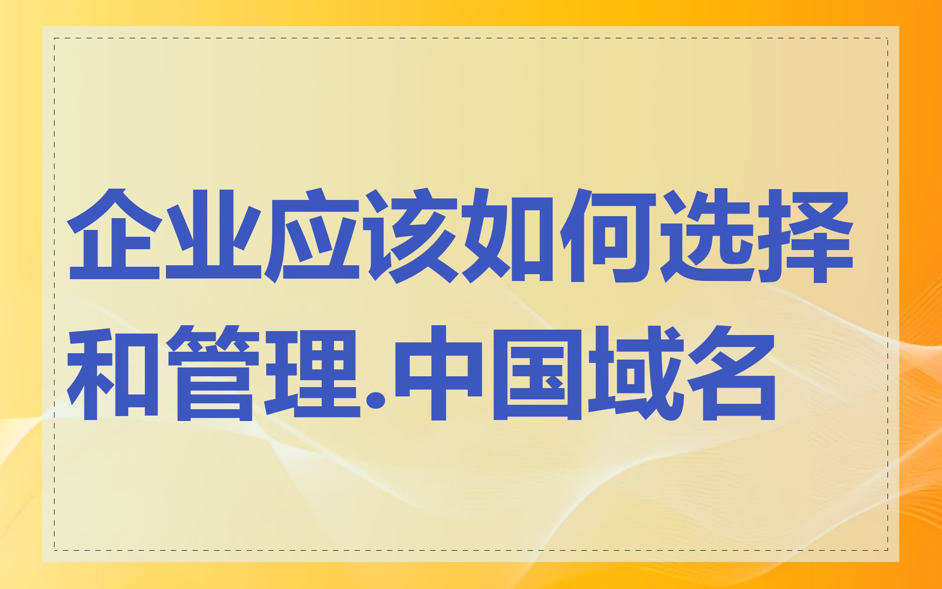 企业应该如何选择和管理.中国域名