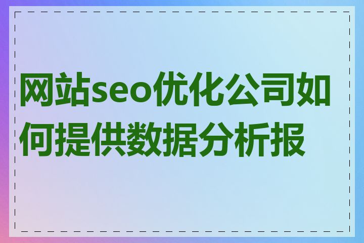 网站seo优化公司如何提供数据分析报告