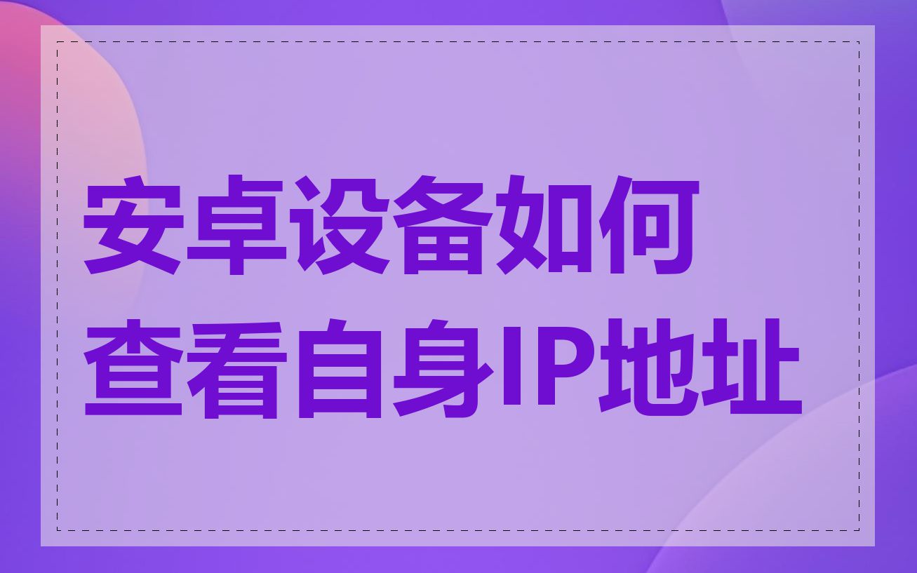 安卓设备如何查看自身IP地址