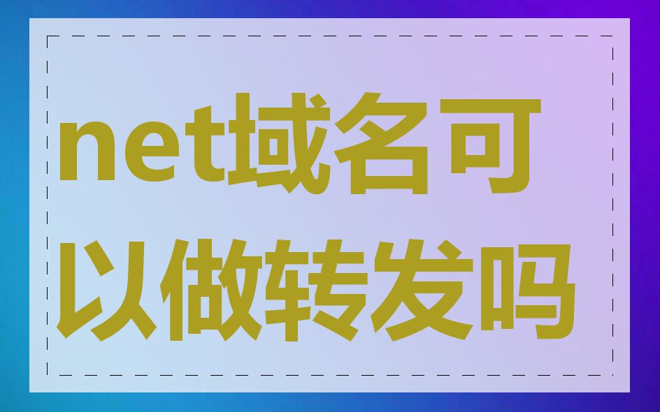 net域名可以做转发吗