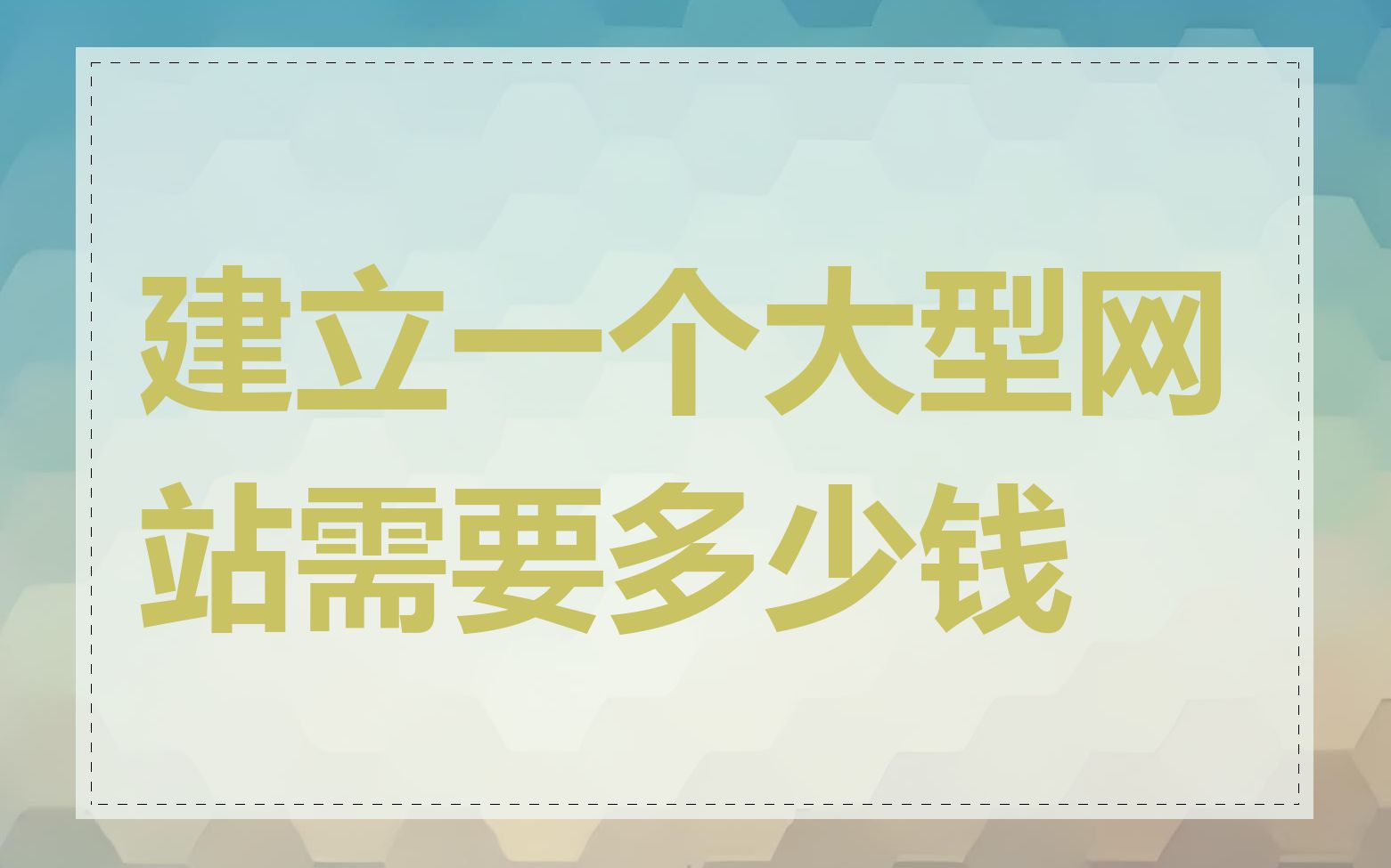 建立一个大型网站需要多少钱