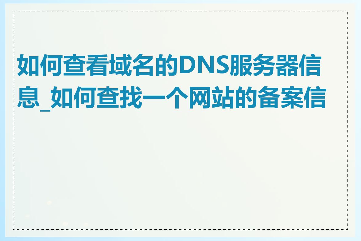 如何查看域名的DNS服务器信息_如何查找一个网站的备案信息