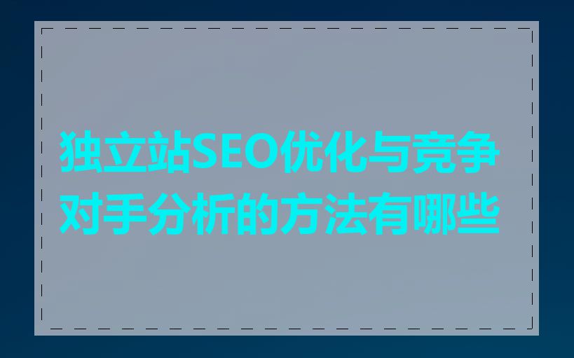 独立站SEO优化与竞争对手分析的方法有哪些