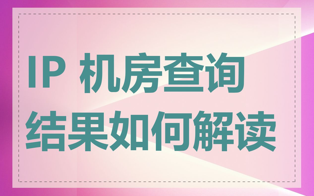 IP 机房查询结果如何解读