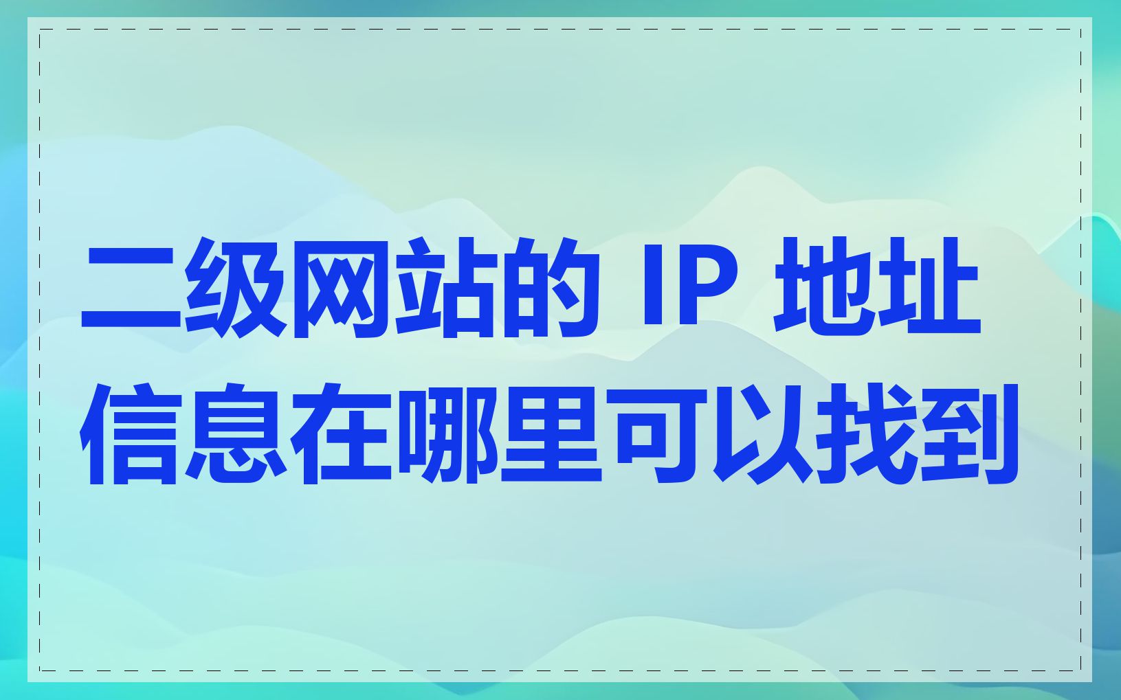 二级网站的 IP 地址信息在哪里可以找到