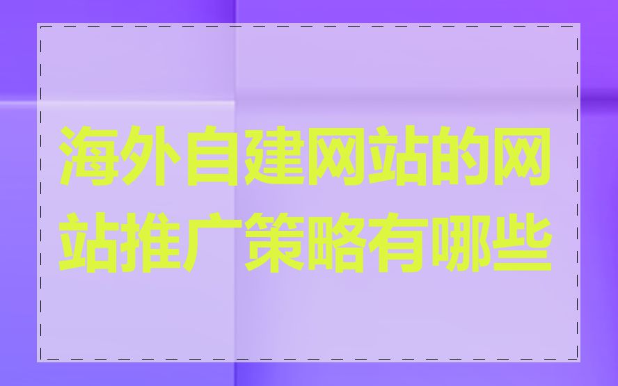 海外自建网站的网站推广策略有哪些