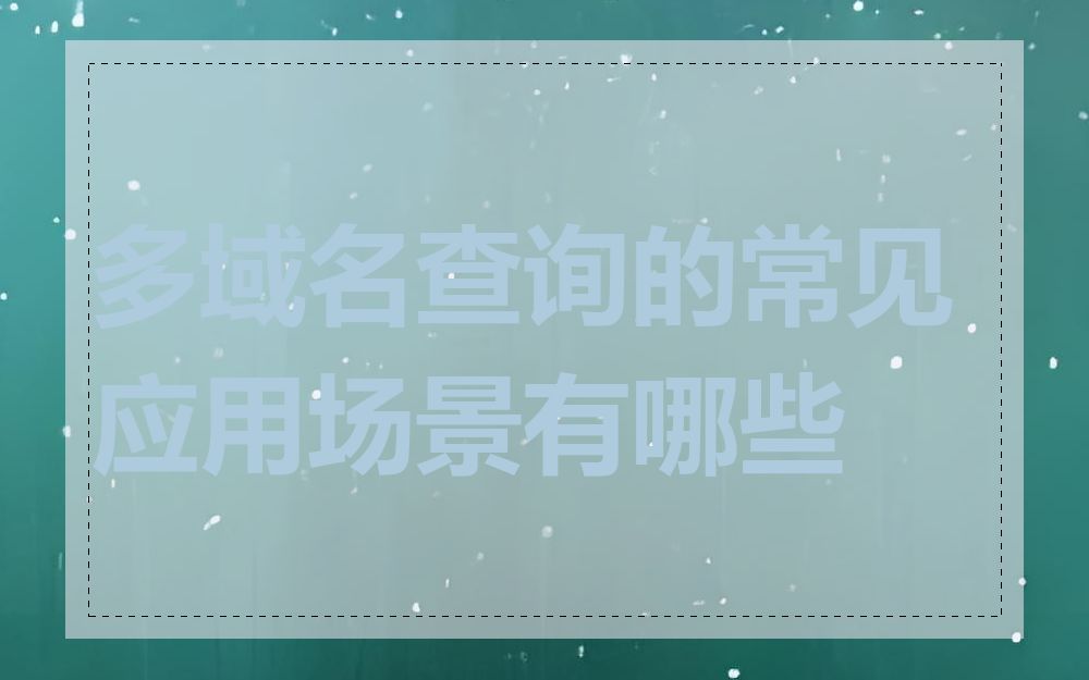 多域名查询的常见应用场景有哪些