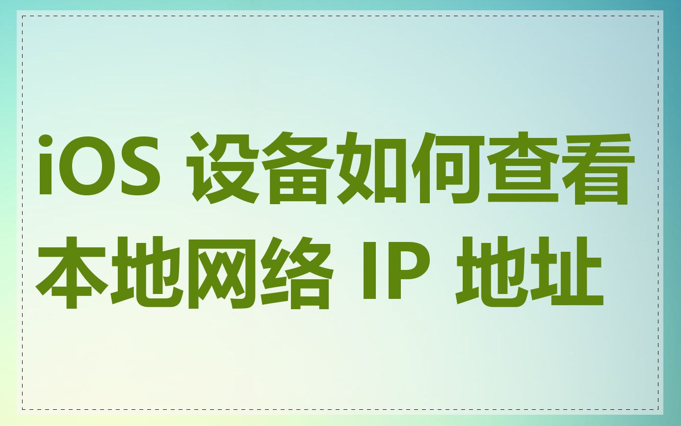 iOS 设备如何查看本地网络 IP 地址