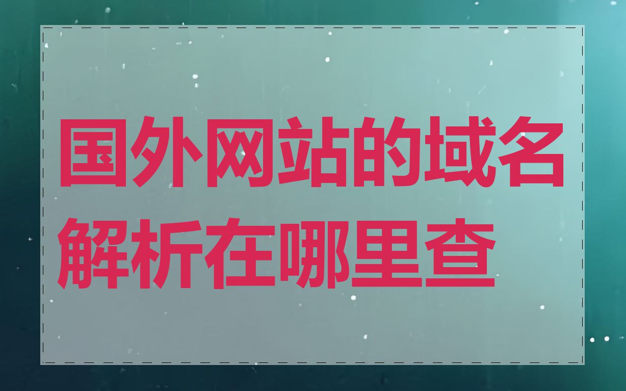 国外网站的域名解析在哪里查