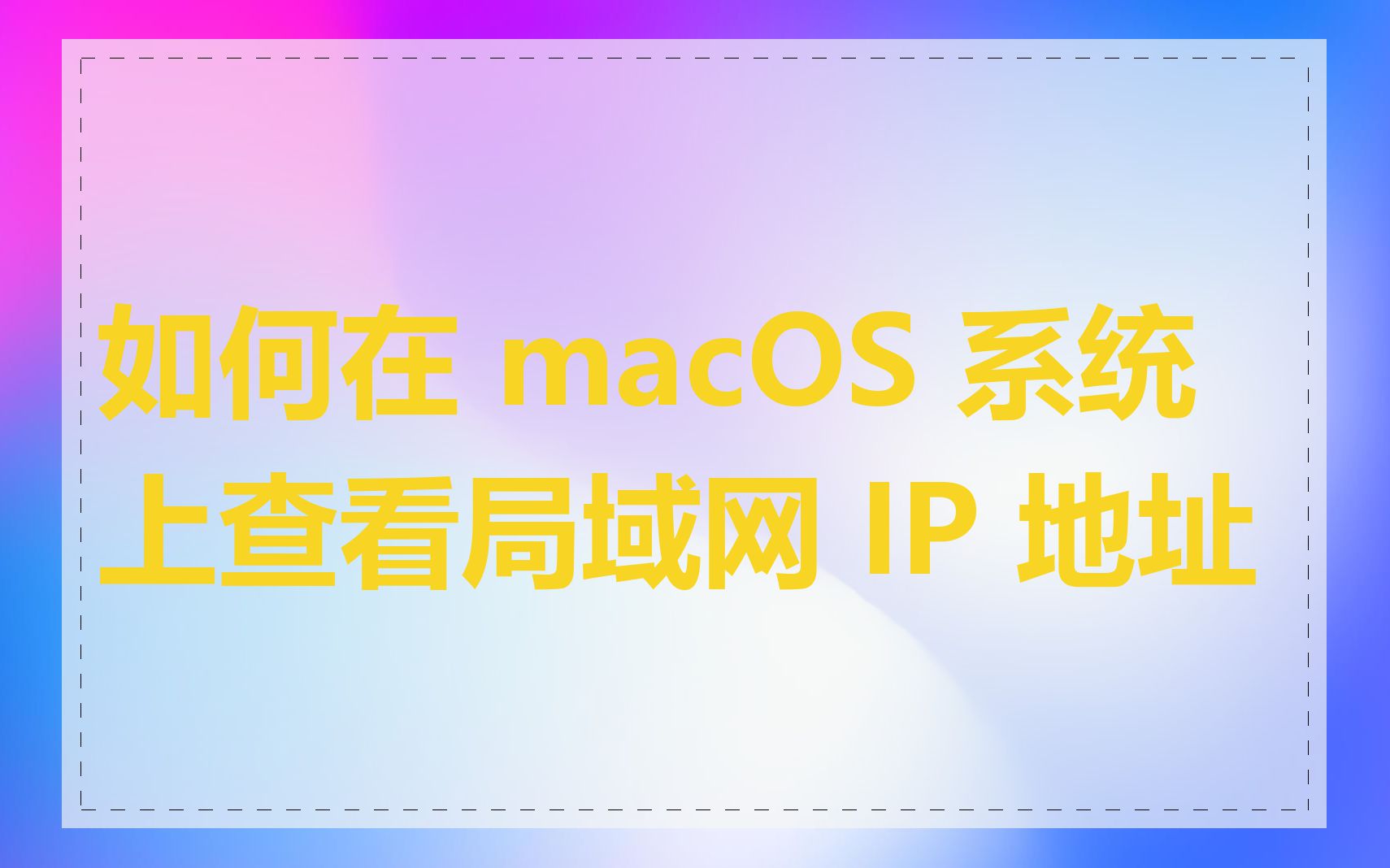 如何在 macOS 系统上查看局域网 IP 地址