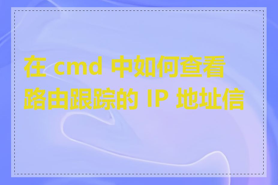在 cmd 中如何查看路由跟踪的 IP 地址信息