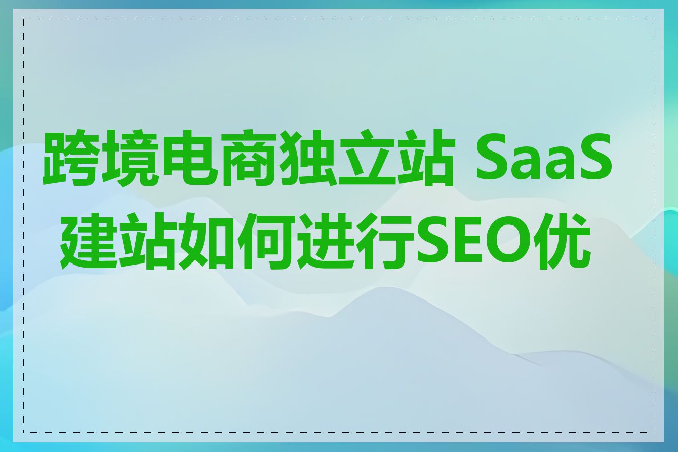 跨境电商独立站 SaaS 建站如何进行SEO优化