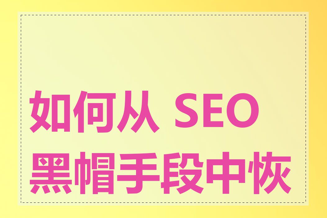 如何从 SEO 黑帽手段中恢复