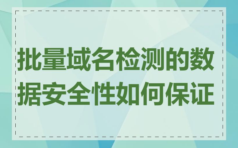 批量域名检测的数据安全性如何保证