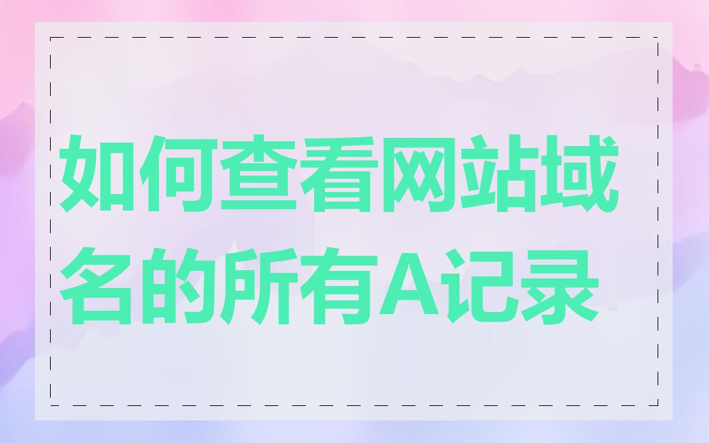 如何查看网站域名的所有A记录