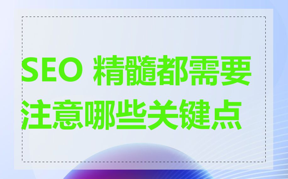 SEO 精髓都需要注意哪些关键点