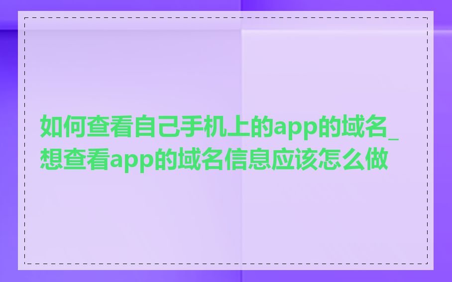 如何查看自己手机上的app的域名_想查看app的域名信息应该怎么做