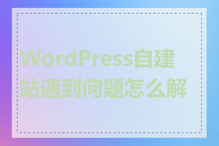 WordPress自建站遇到问题怎么解决