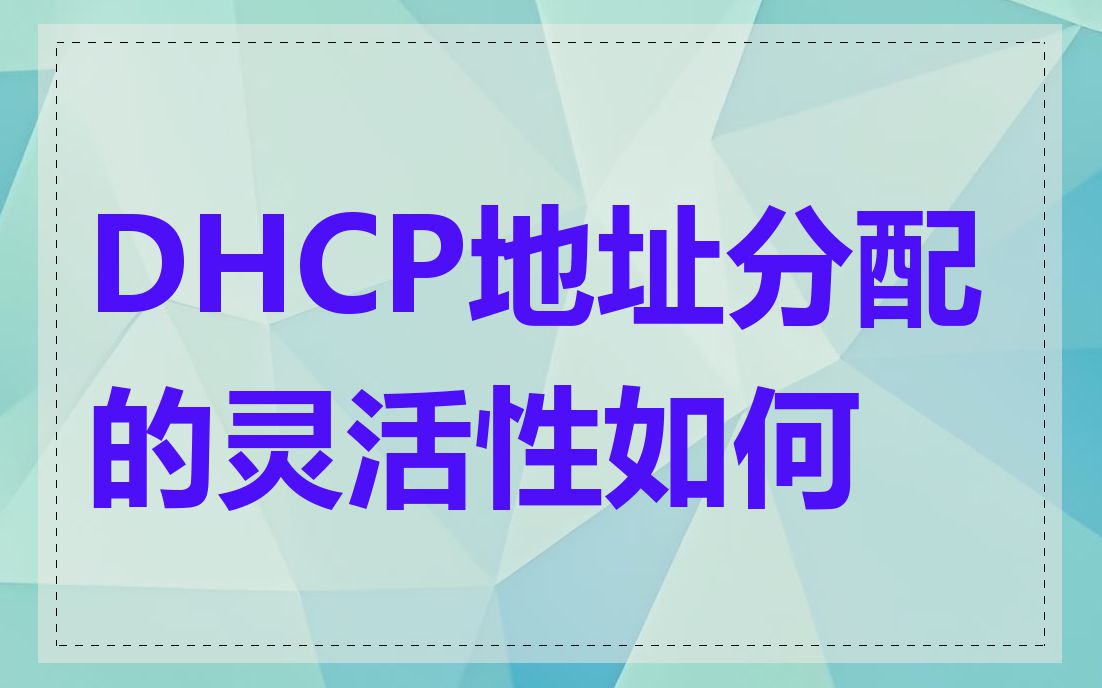 DHCP地址分配的灵活性如何