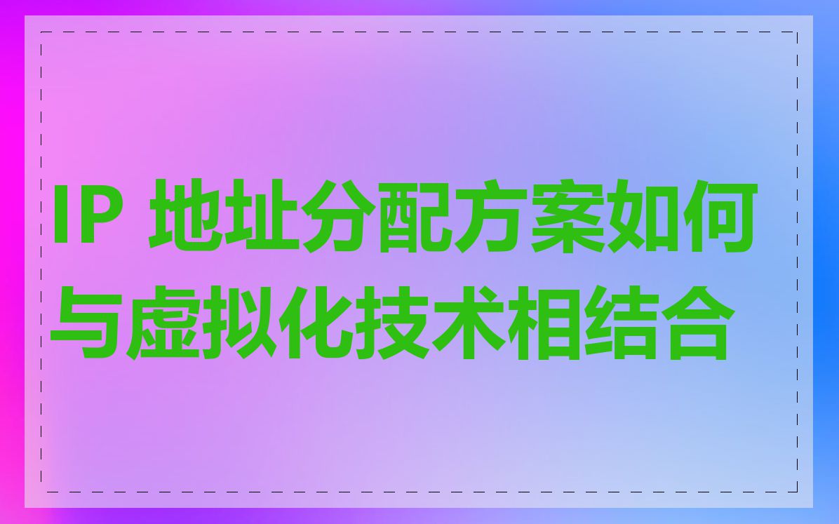 IP 地址分配方案如何与虚拟化技术相结合