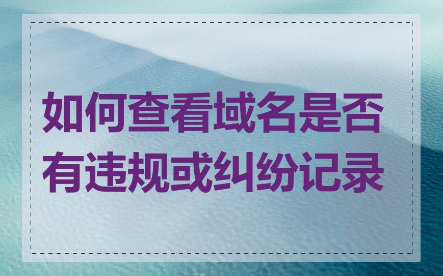 如何查看域名是否有违规或纠纷记录