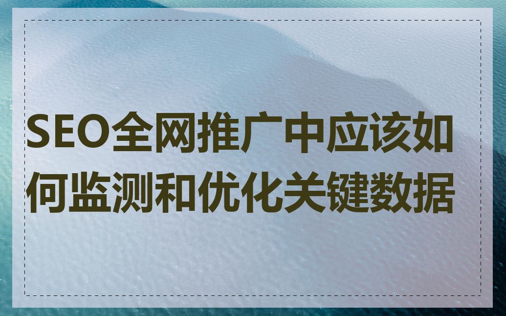 SEO全网推广中应该如何监测和优化关键数据