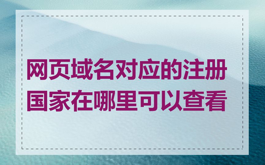 网页域名对应的注册国家在哪里可以查看