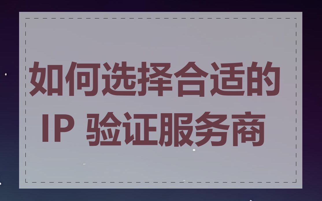 如何选择合适的 IP 验证服务商