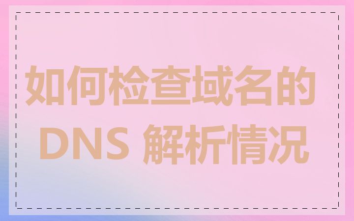 如何检查域名的 DNS 解析情况