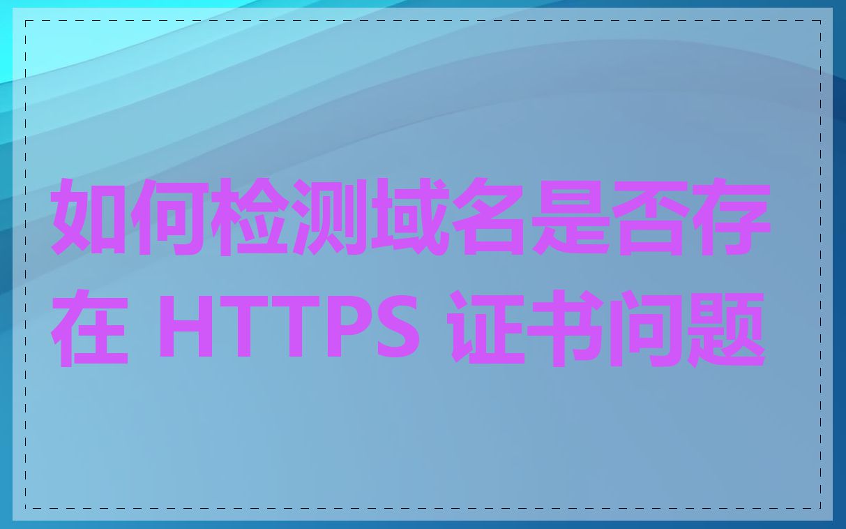 如何检测域名是否存在 HTTPS 证书问题